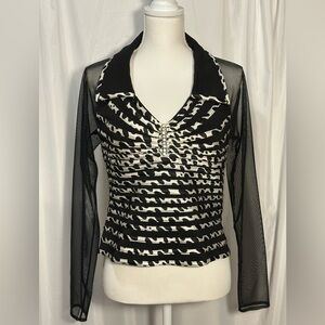 Victor Costa Dressy Sheer Sleeve Top. Size 10.